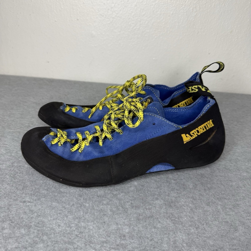 La Sportiva Blue Yellow Cliff Climbing Shoes Rock Outdoor Men's US 9.5